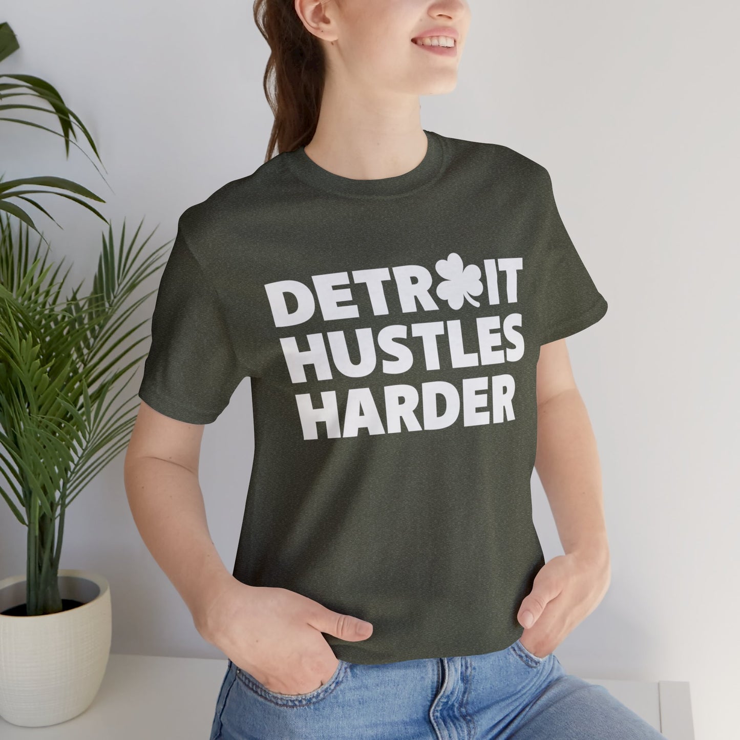 Detroit Hustles Harder Unisex Jersey Tee: Wear Your Hustle with Pride