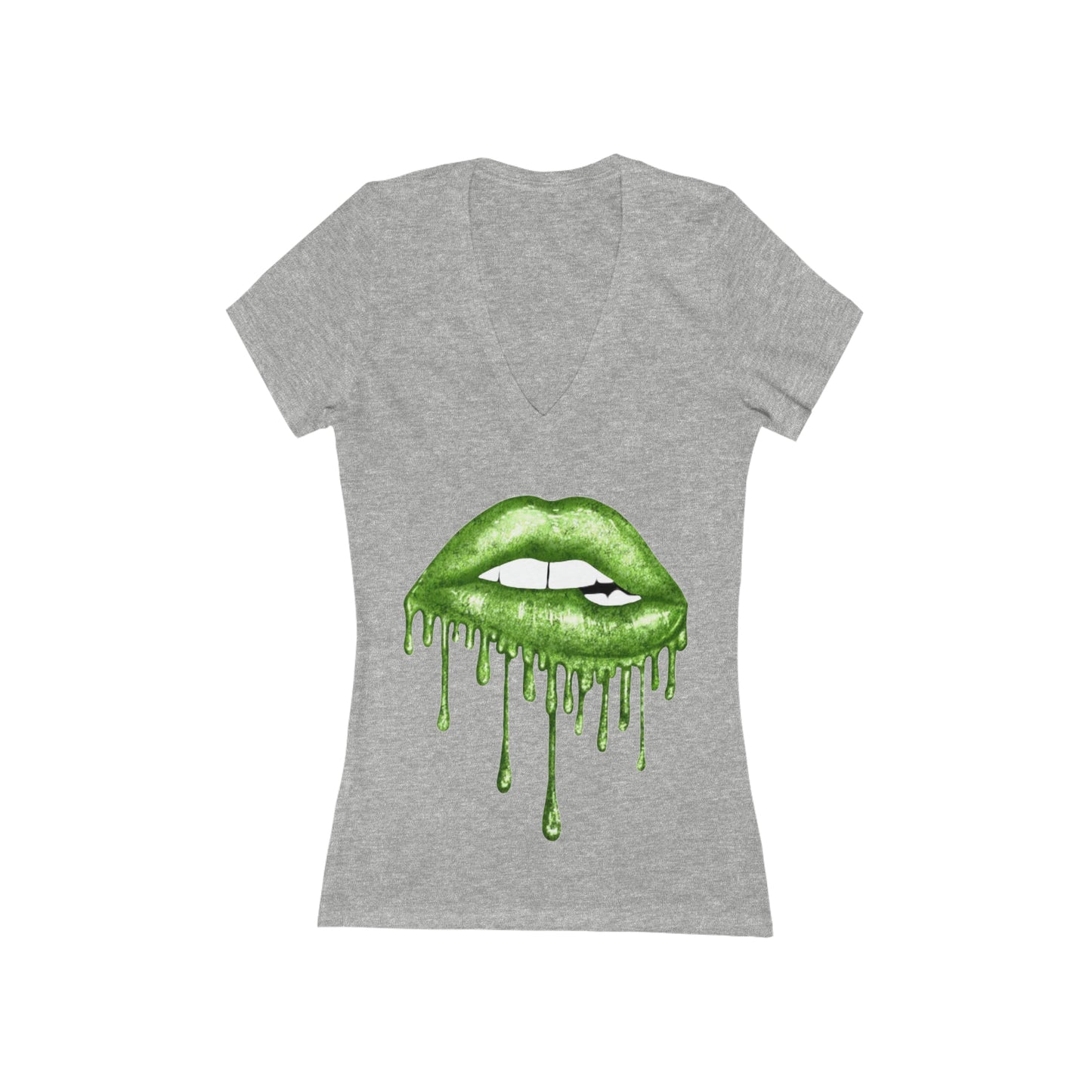 Biting Lip Women's Deep V-Neck Tee: Bold and Alluring Style