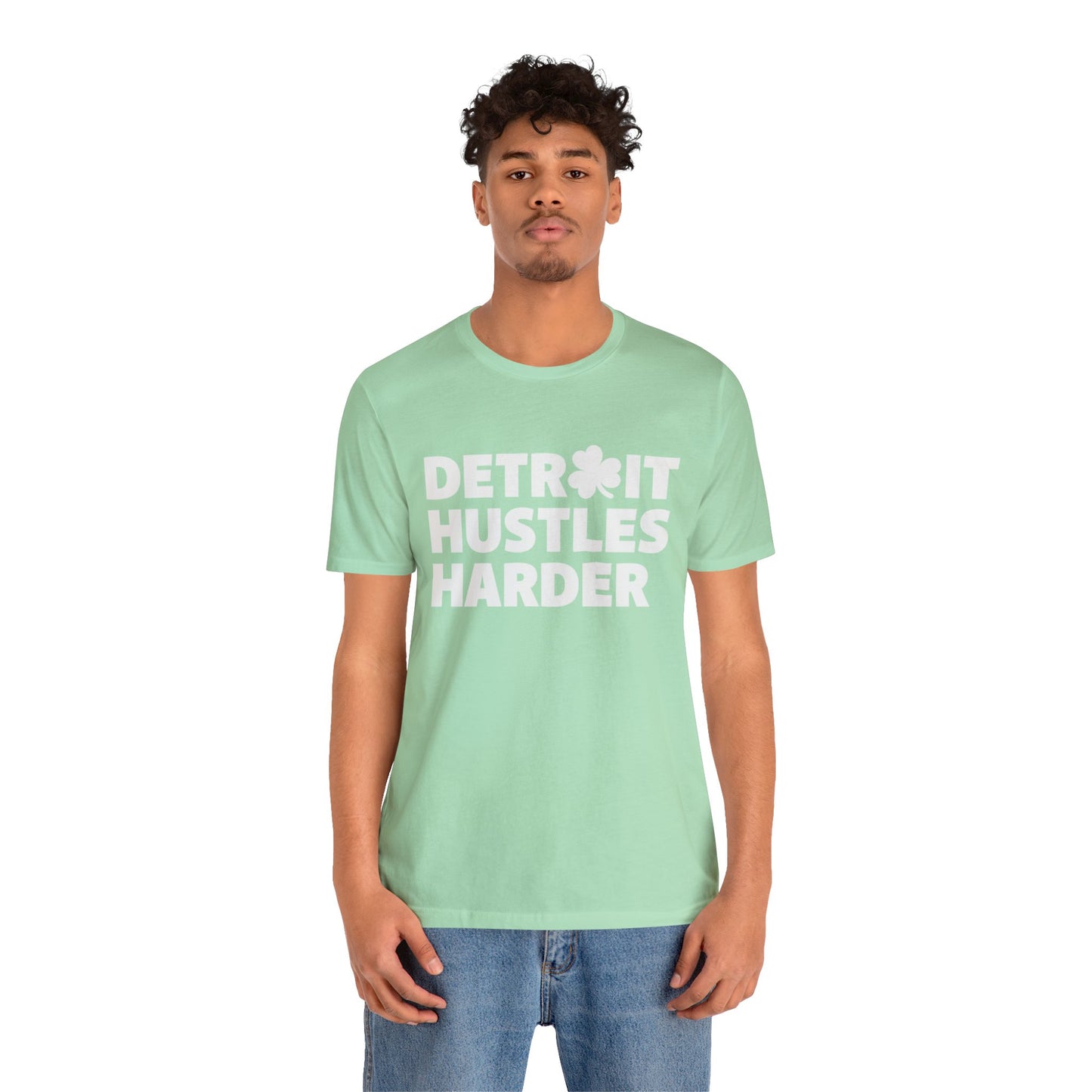 Detroit Hustles Harder Unisex Jersey Tee: Wear Your Hustle with Pride