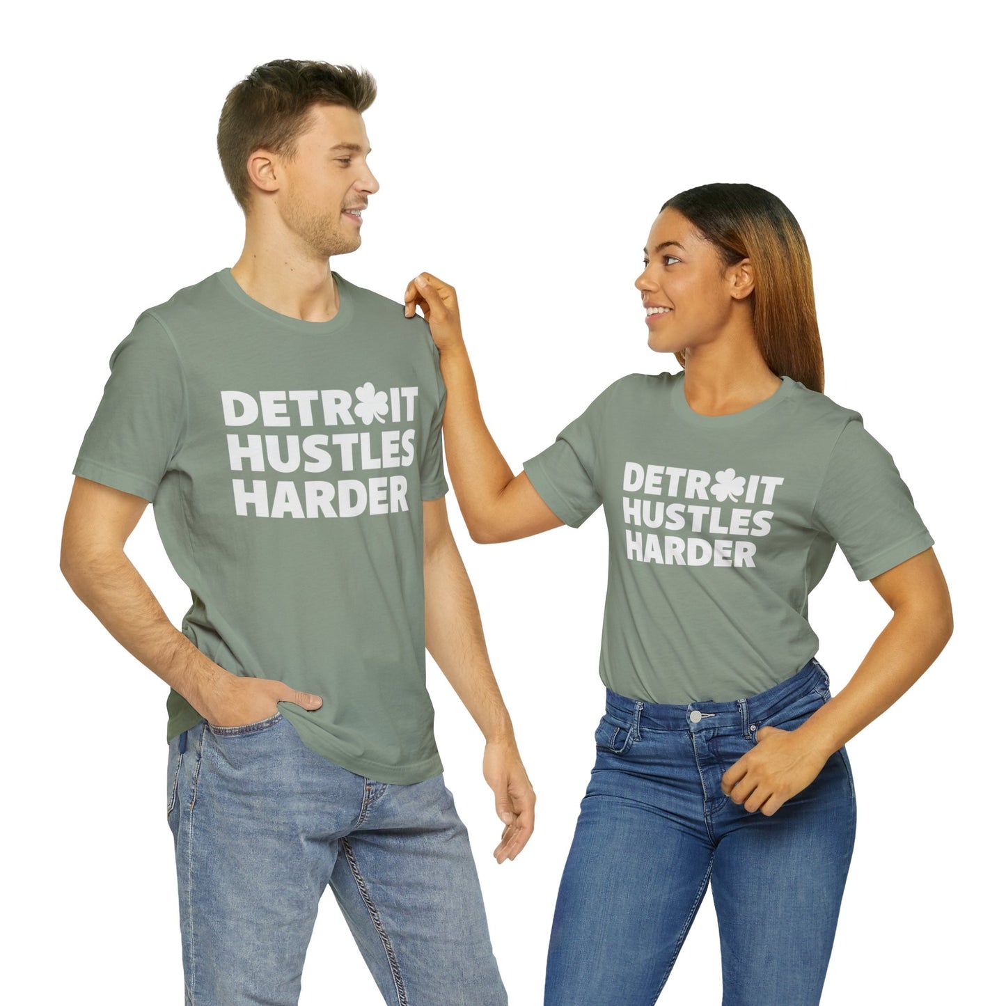 Detroit Hustles Harder Unisex Jersey Tee: Wear Your Hustle with Pride