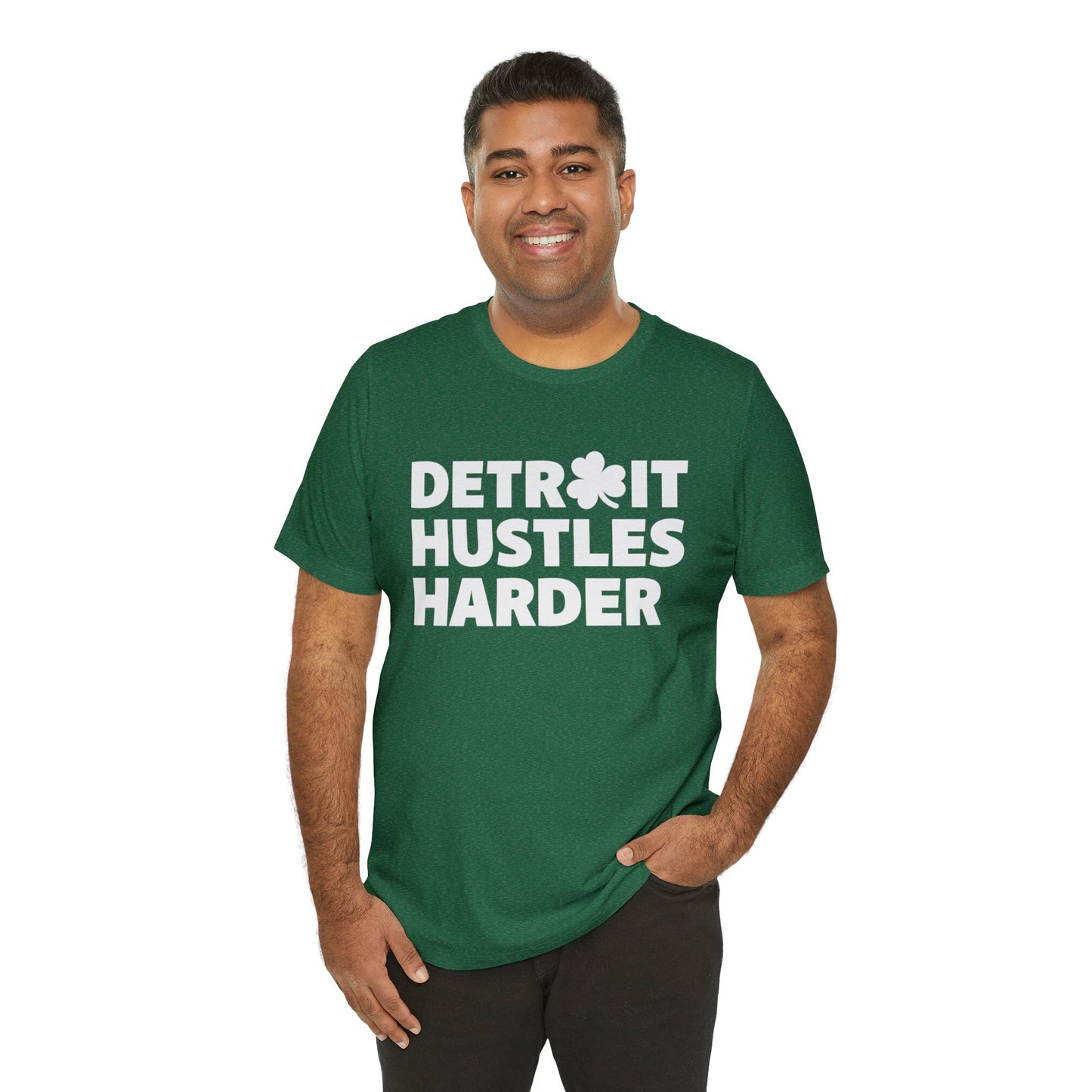 Detroit Hustles Harder Unisex Jersey Tee: Wear Your Hustle with Pride