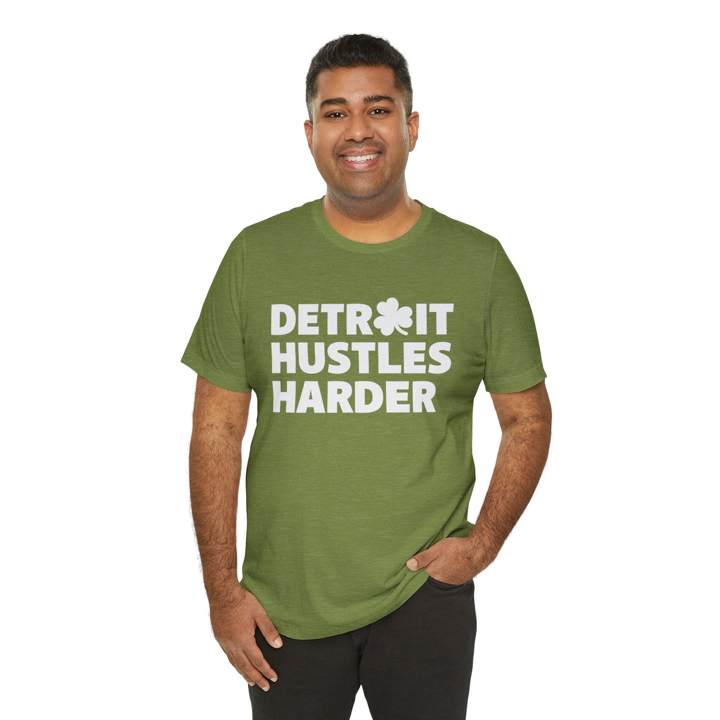 Detroit Hustles Harder Unisex Jersey Tee: Wear Your Hustle with Pride