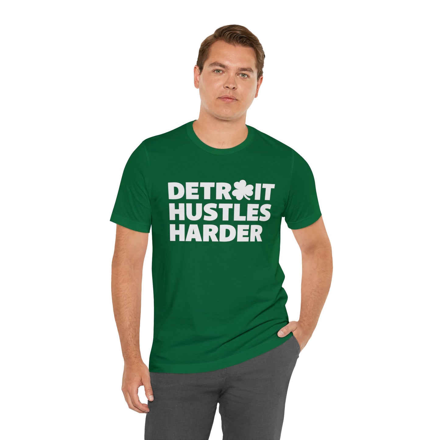 Detroit Hustles Harder Unisex Jersey Tee: Wear Your Hustle with Pride