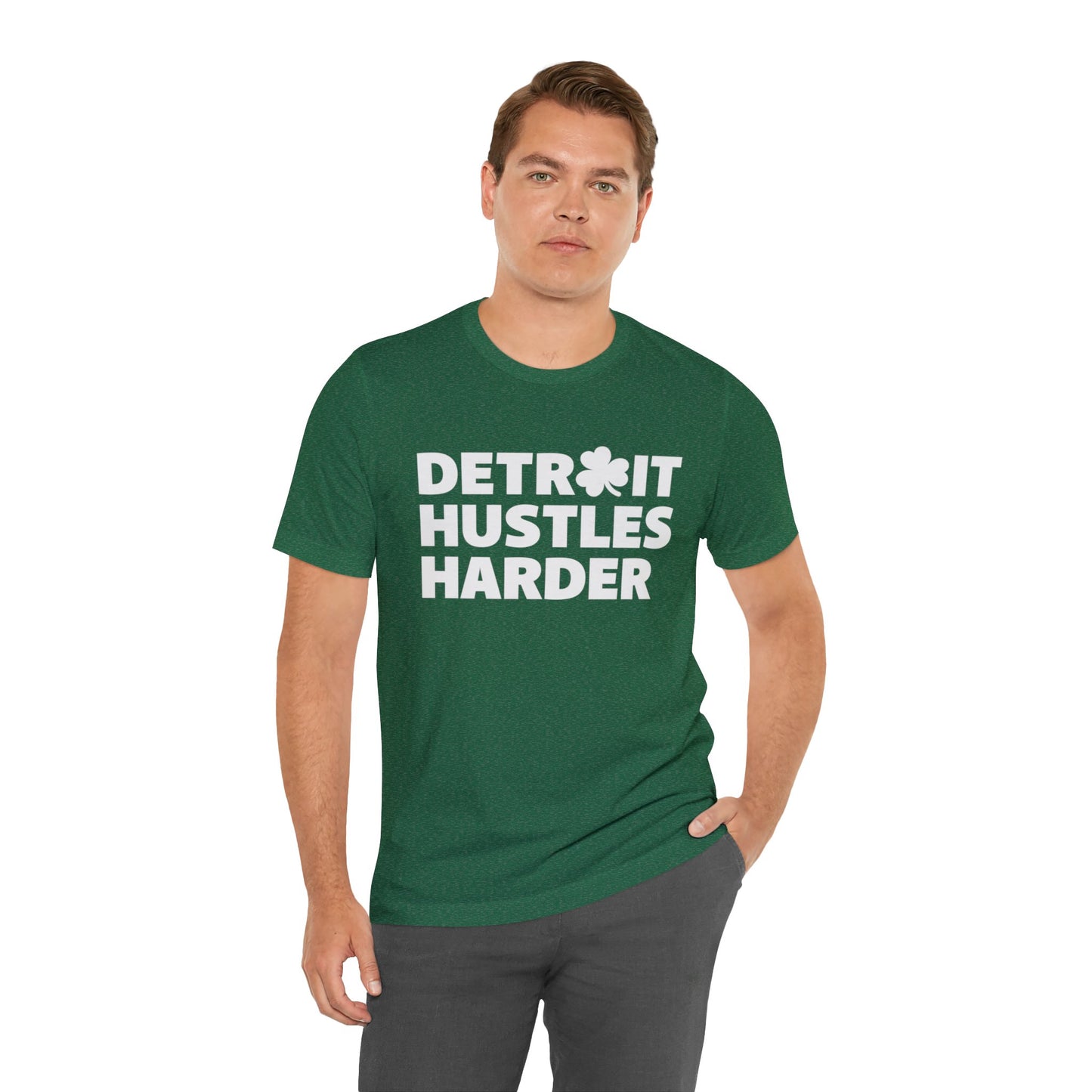 Detroit Hustles Harder Unisex Jersey Tee: Wear Your Hustle with Pride