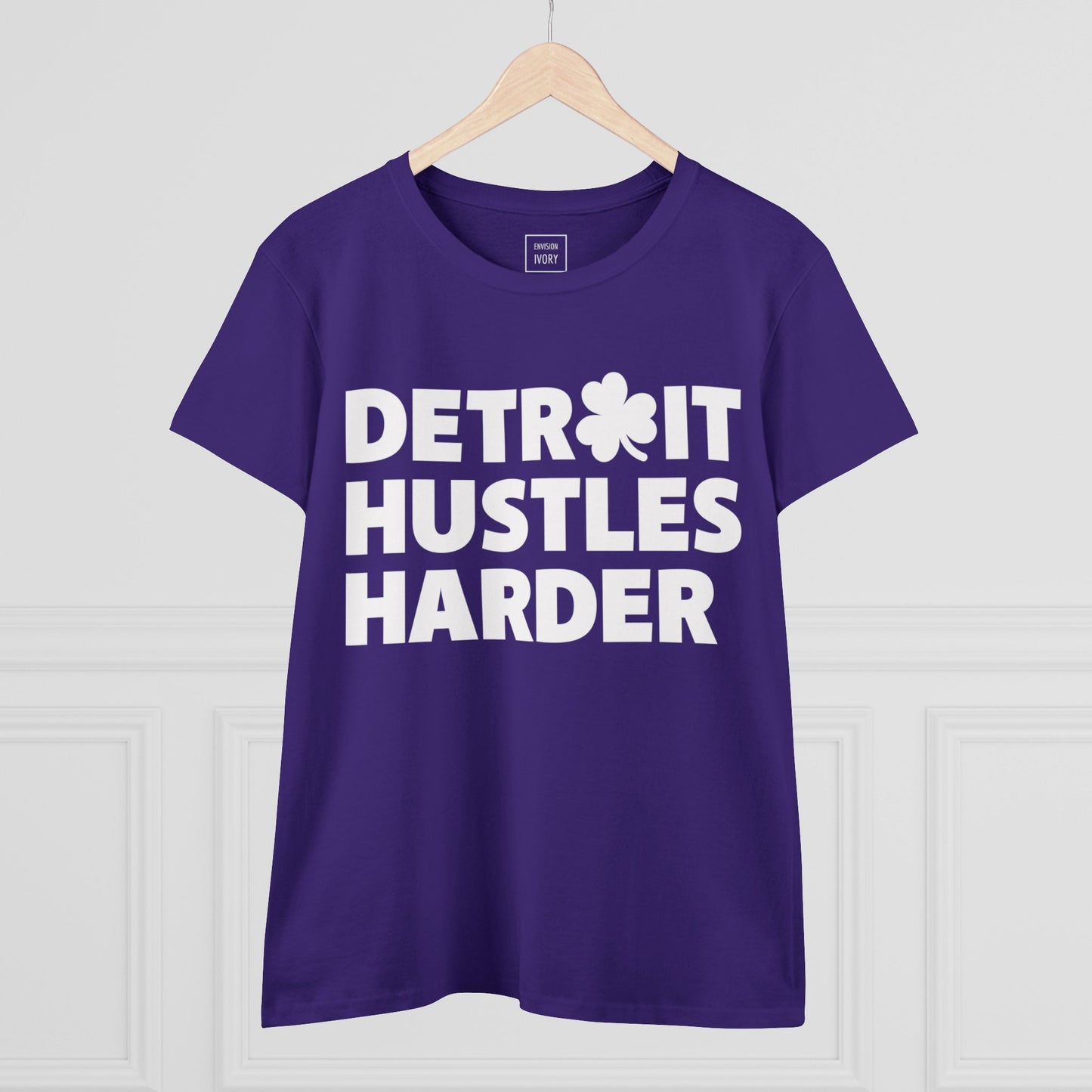 Detroit Hustles Harder Women's Tee: Embrace the Motor City Spirit