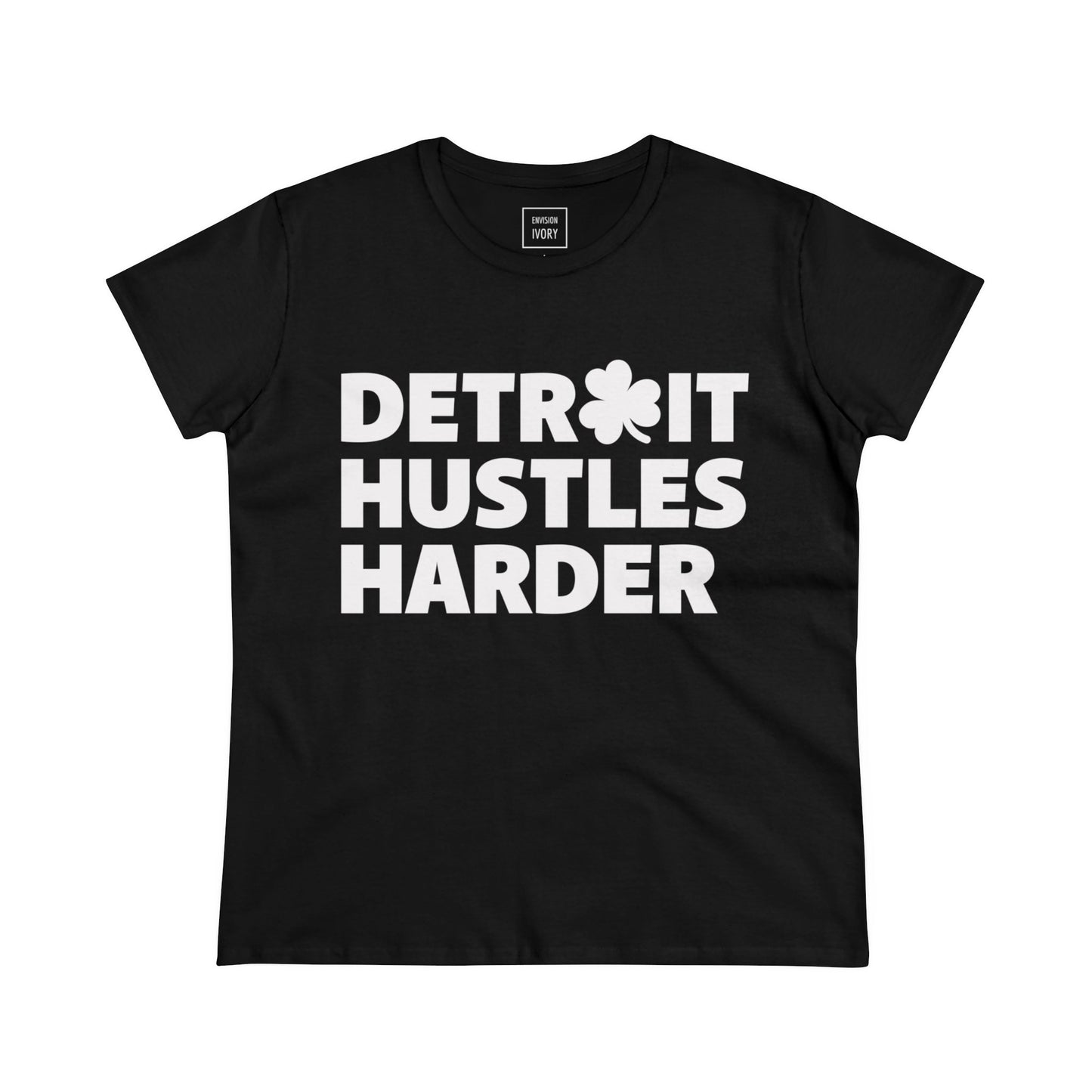 Detroit Hustles Harder Women's Tee: Embrace the Motor City Spirit