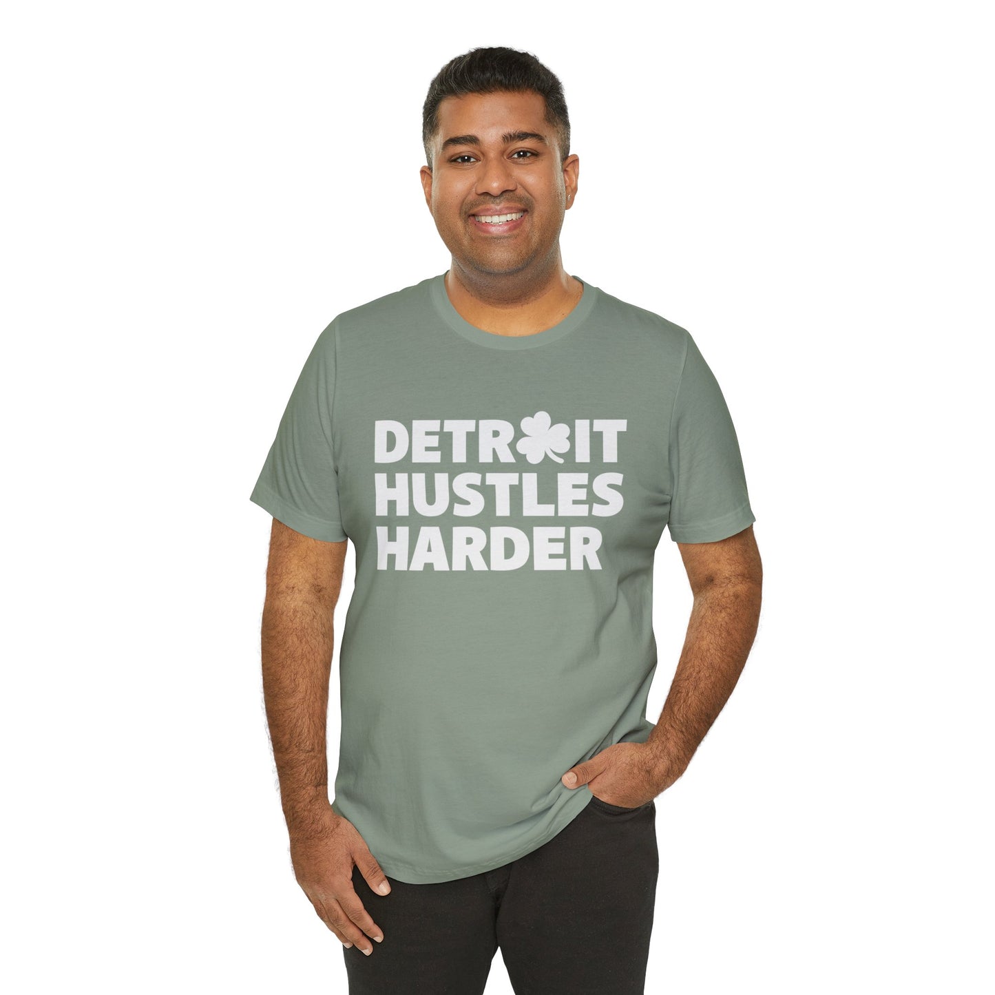 Detroit Hustles Harder Unisex Jersey Tee: Wear Your Hustle with Pride