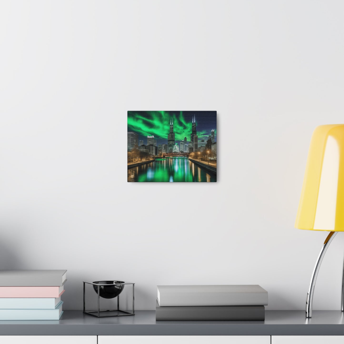 Chicago Skyline Northern Lights Canvas Print