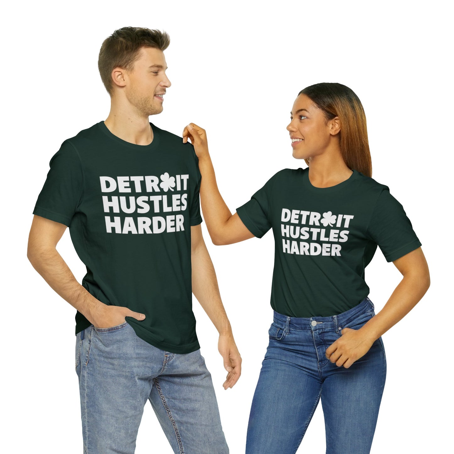 Detroit Hustles Harder Unisex Jersey Tee: Wear Your Hustle with Pride