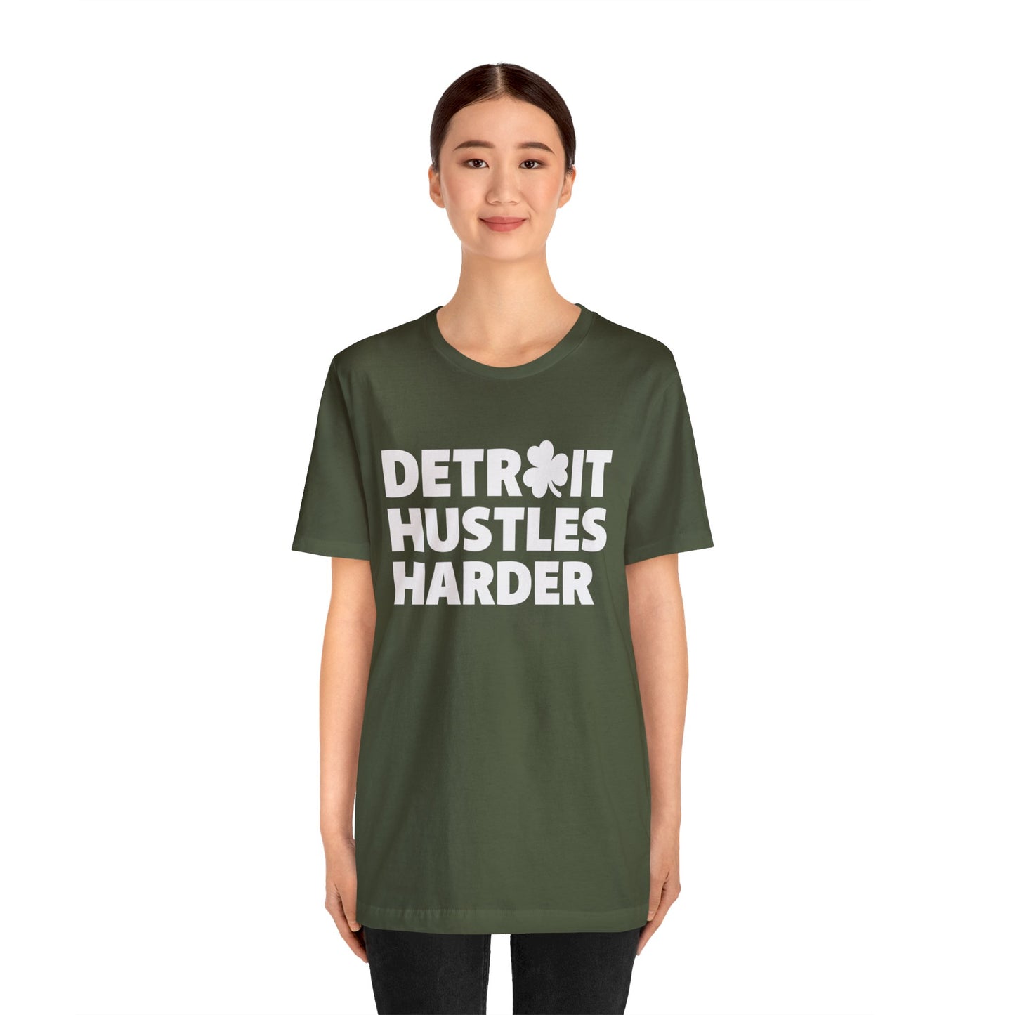 Detroit Hustles Harder Unisex Jersey Tee: Wear Your Hustle with Pride