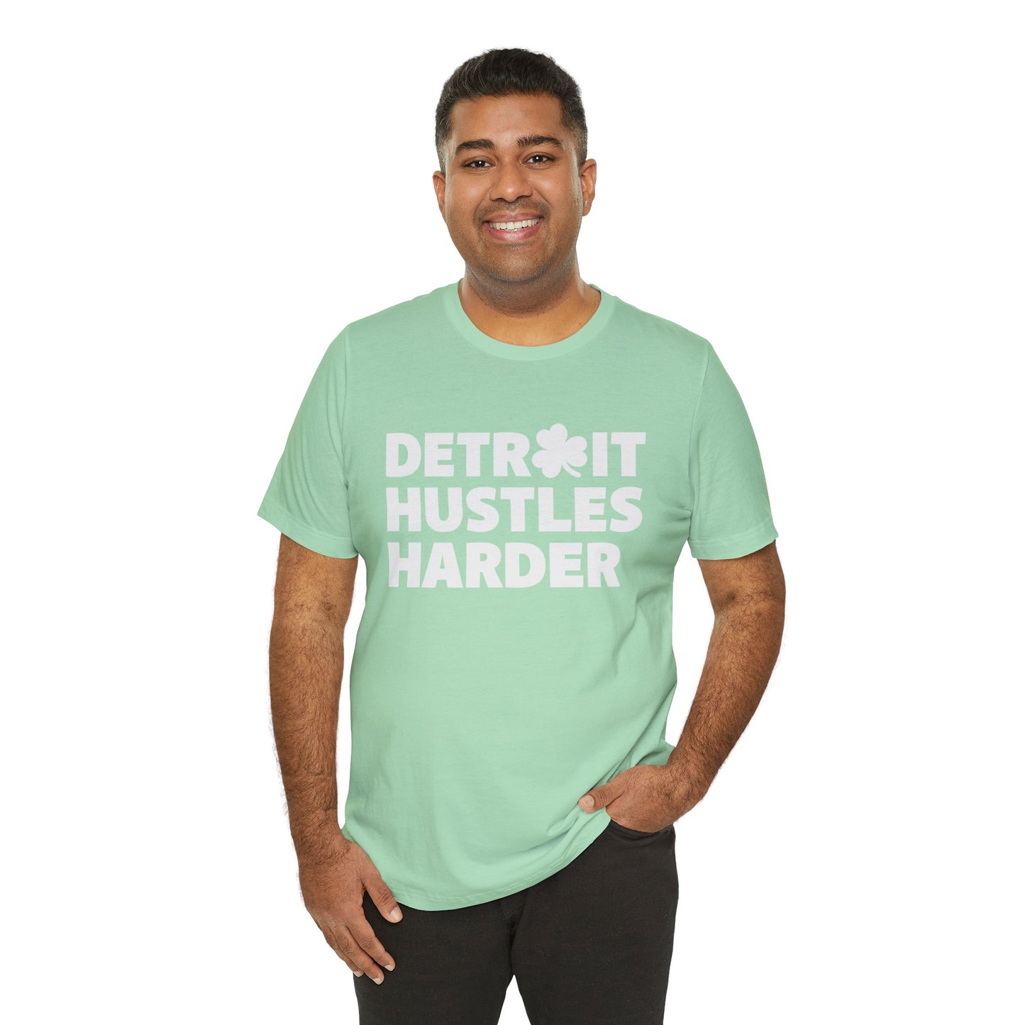 Detroit Hustles Harder Unisex Jersey Tee: Wear Your Hustle with Pride