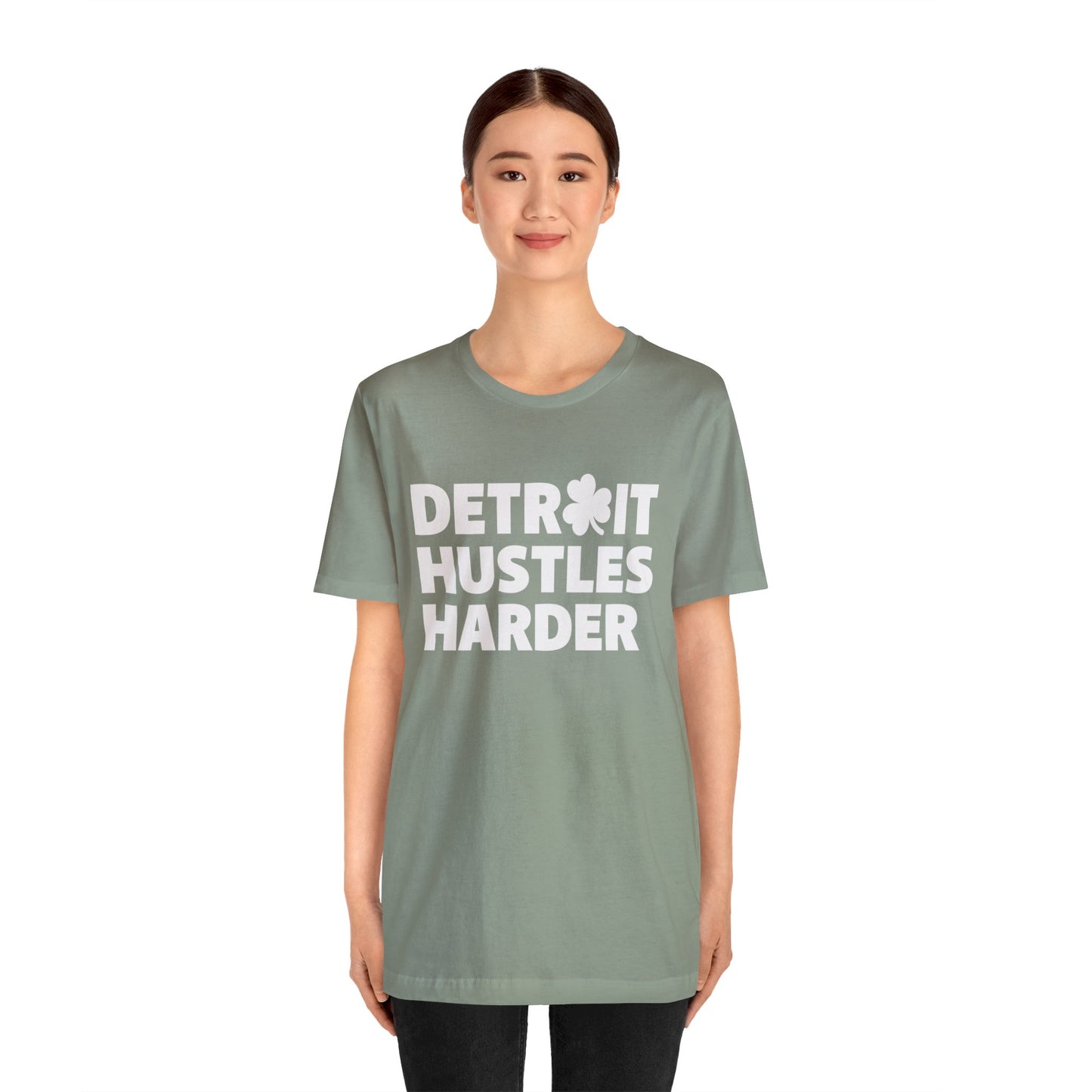 Detroit Hustles Harder Unisex Jersey Tee: Wear Your Hustle with Pride