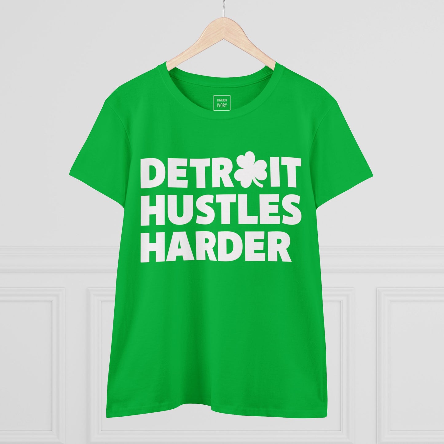 Detroit Hustles Harder Women's Tee: Embrace the Motor City Spirit