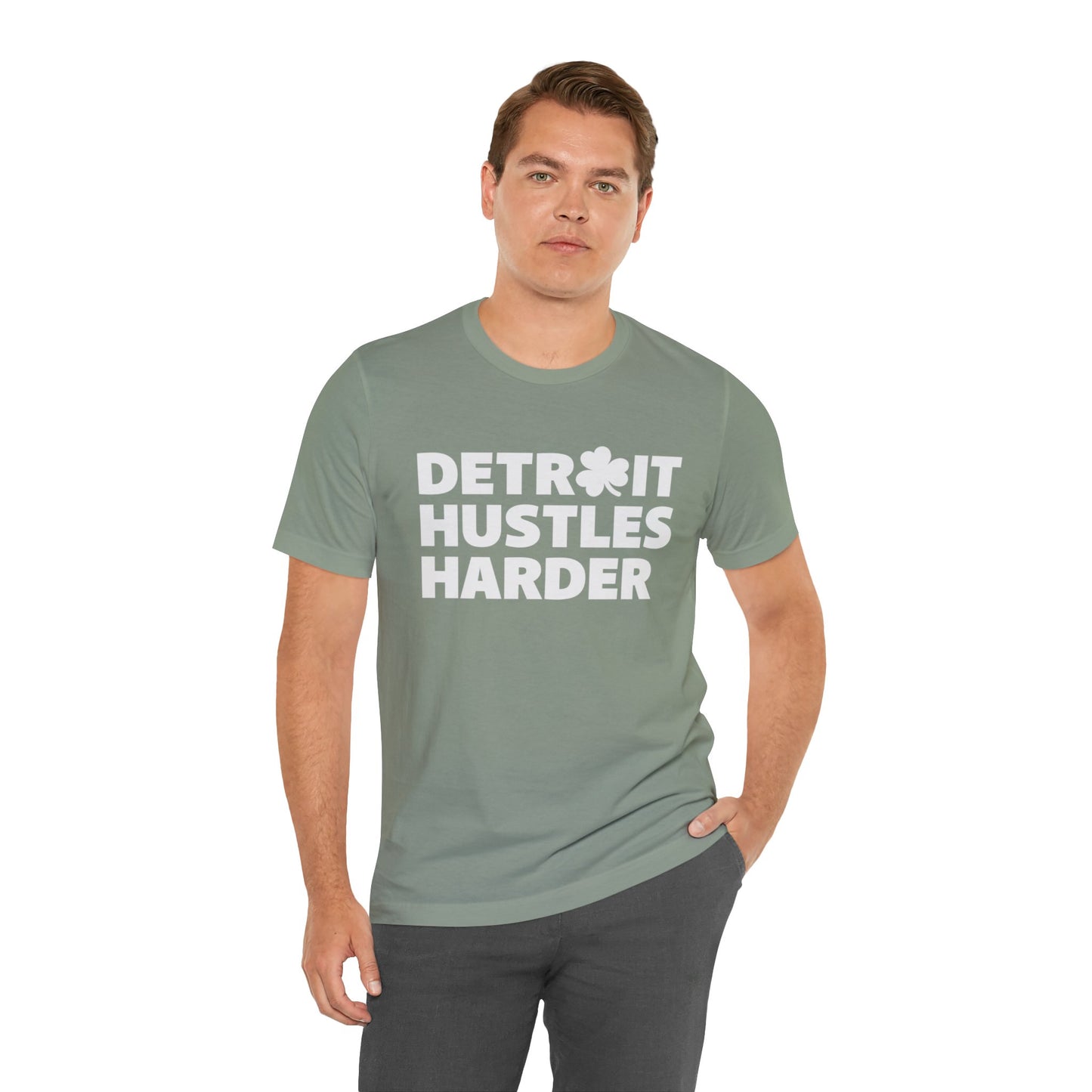 Detroit Hustles Harder Unisex Jersey Tee: Wear Your Hustle with Pride