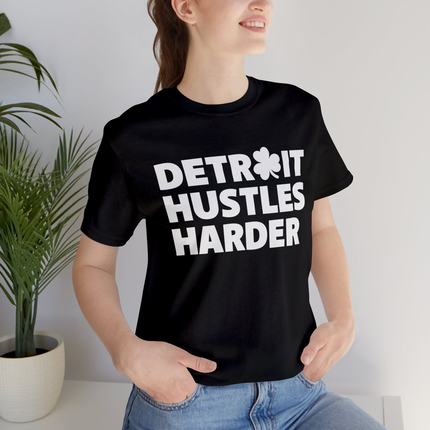 Detroit Hustles Harder Unisex Jersey Tee: Wear Your Hustle with Pride