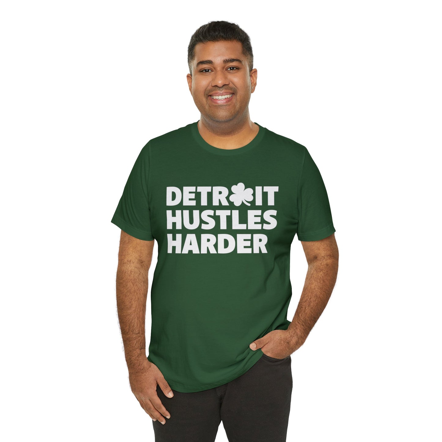 Detroit Hustles Harder Unisex Jersey Tee: Wear Your Hustle with Pride