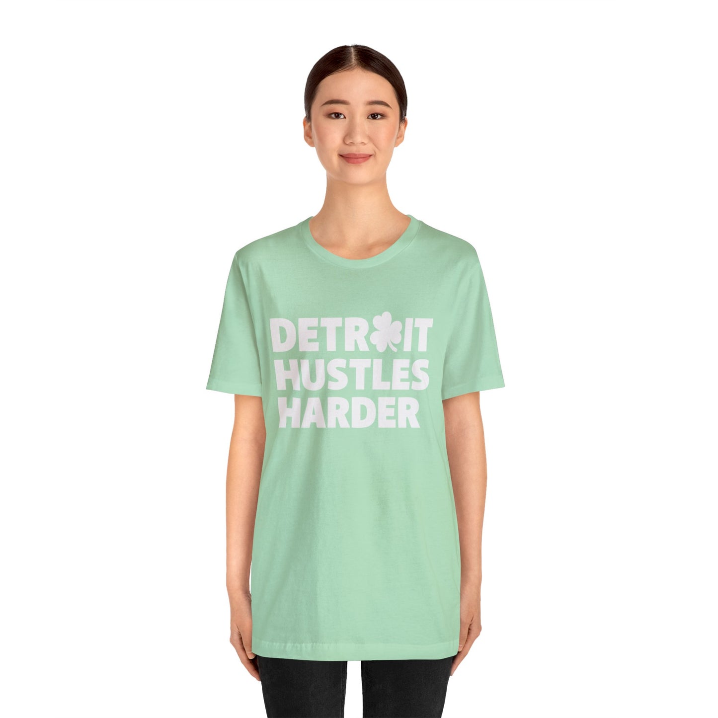 Detroit Hustles Harder Unisex Jersey Tee: Wear Your Hustle with Pride