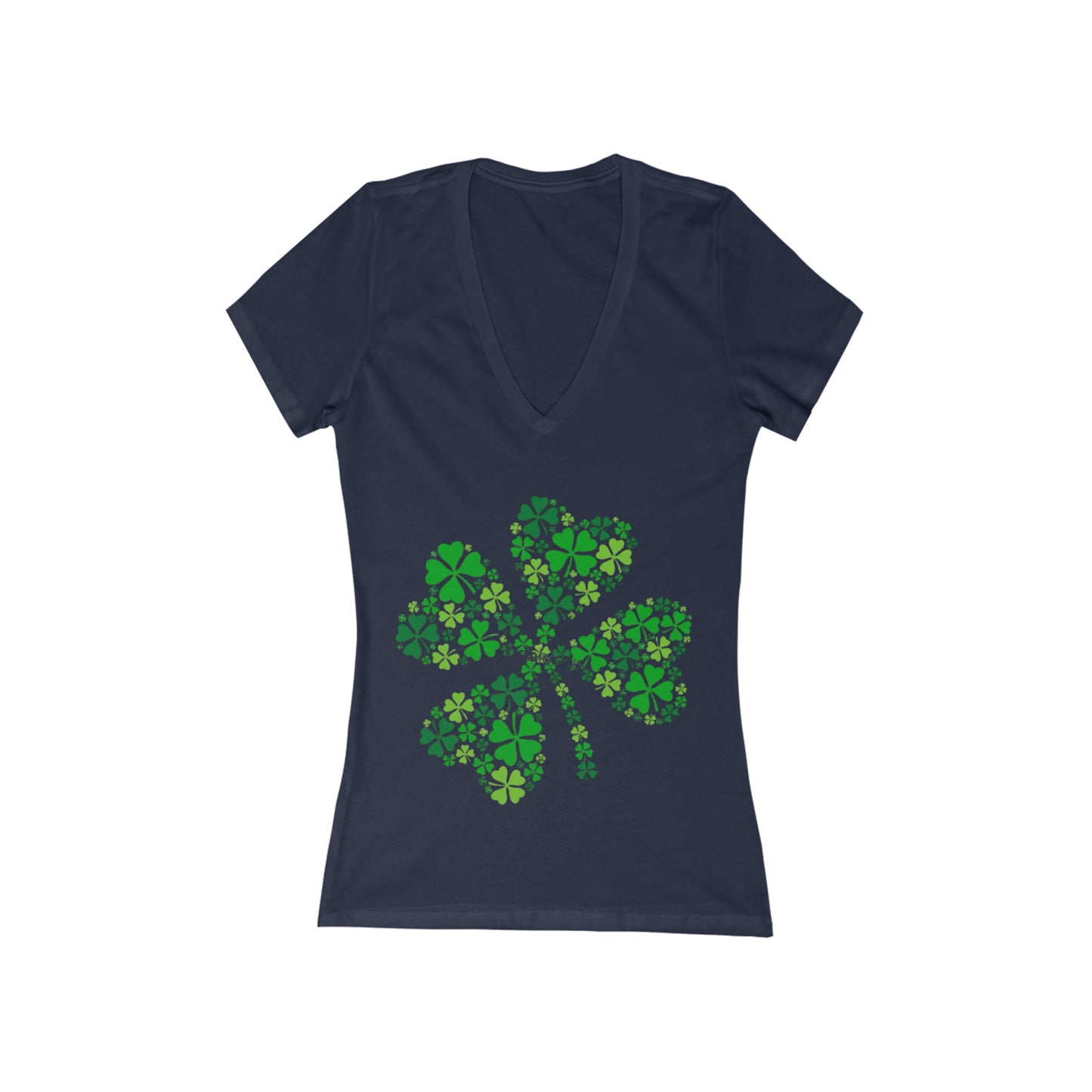 Lucky Charm Women's Deep V-Neck Tee: Embrace Fortune in Style