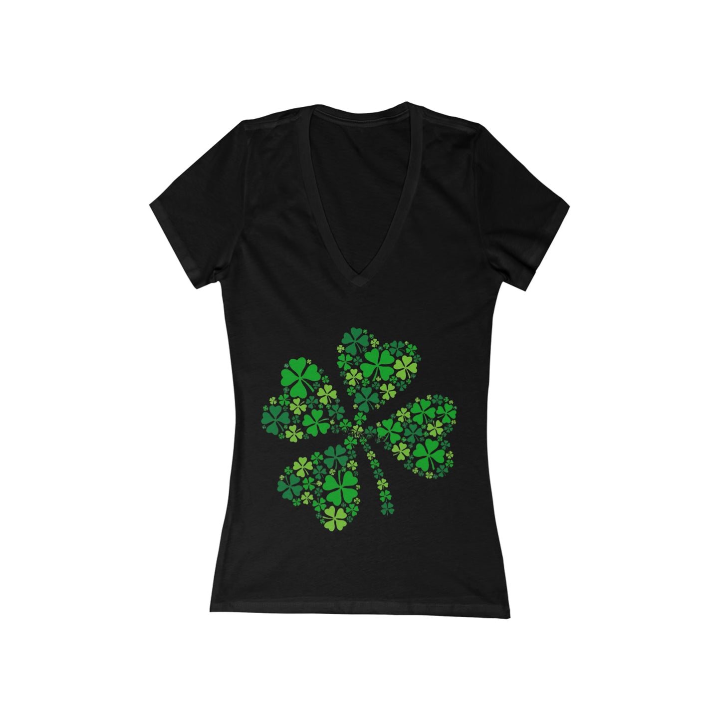 Lucky Charm Women's Deep V-Neck Tee: Embrace Fortune in Style