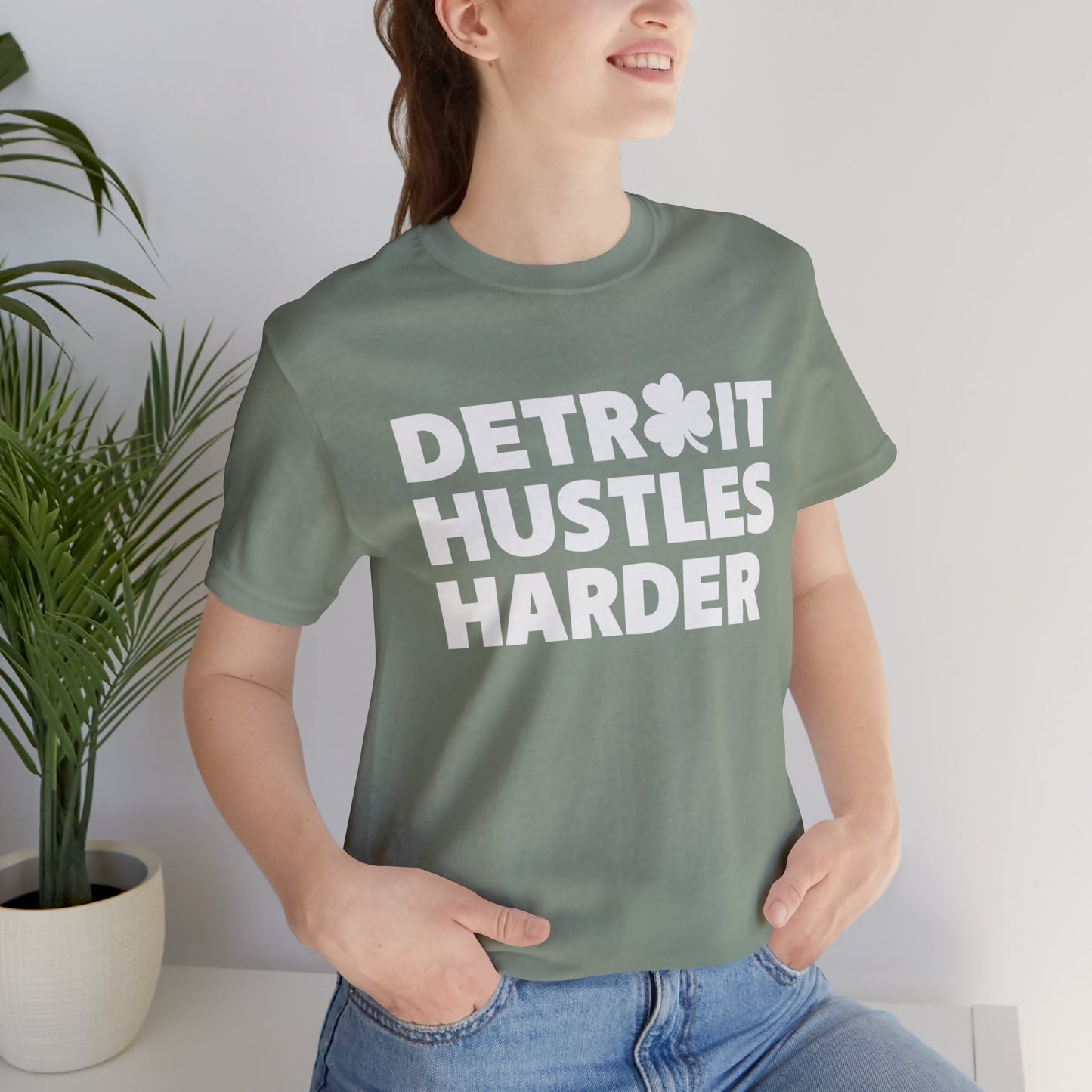 Detroit Hustles Harder Unisex Jersey Tee: Wear Your Hustle with Pride