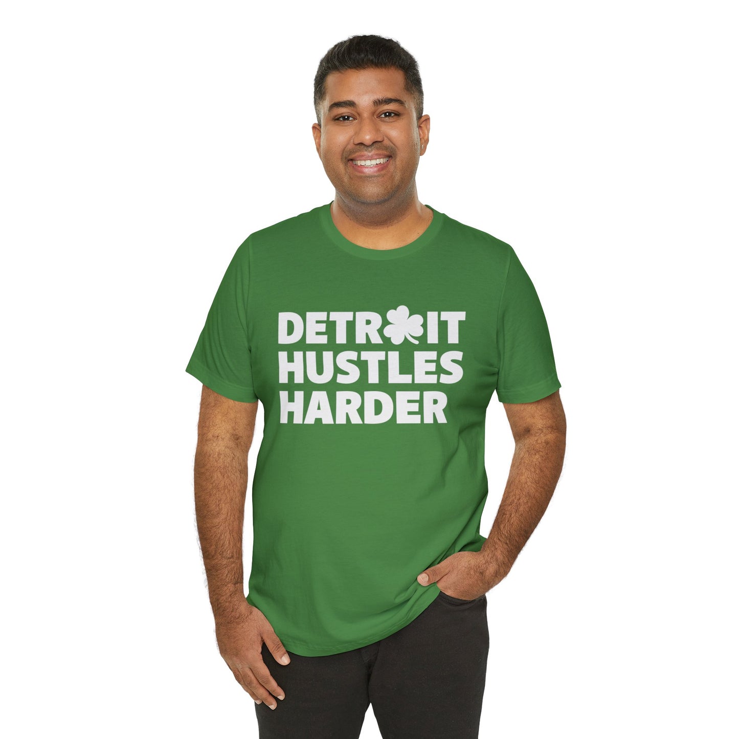 Detroit Hustles Harder Unisex Jersey Tee: Wear Your Hustle with Pride