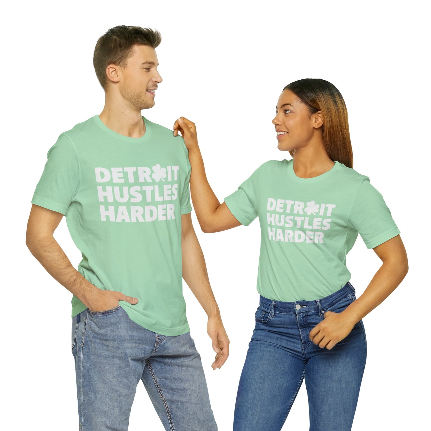 Detroit Hustles Harder Unisex Jersey Tee: Wear Your Hustle with Pride