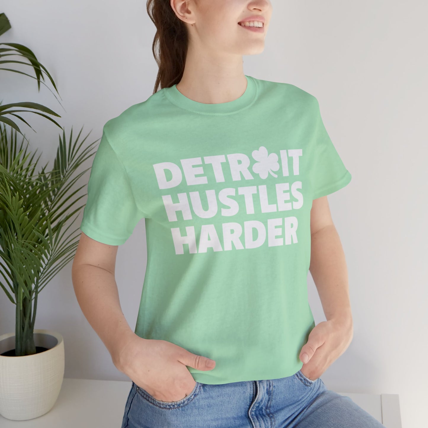 Detroit Hustles Harder Unisex Jersey Tee: Wear Your Hustle with Pride