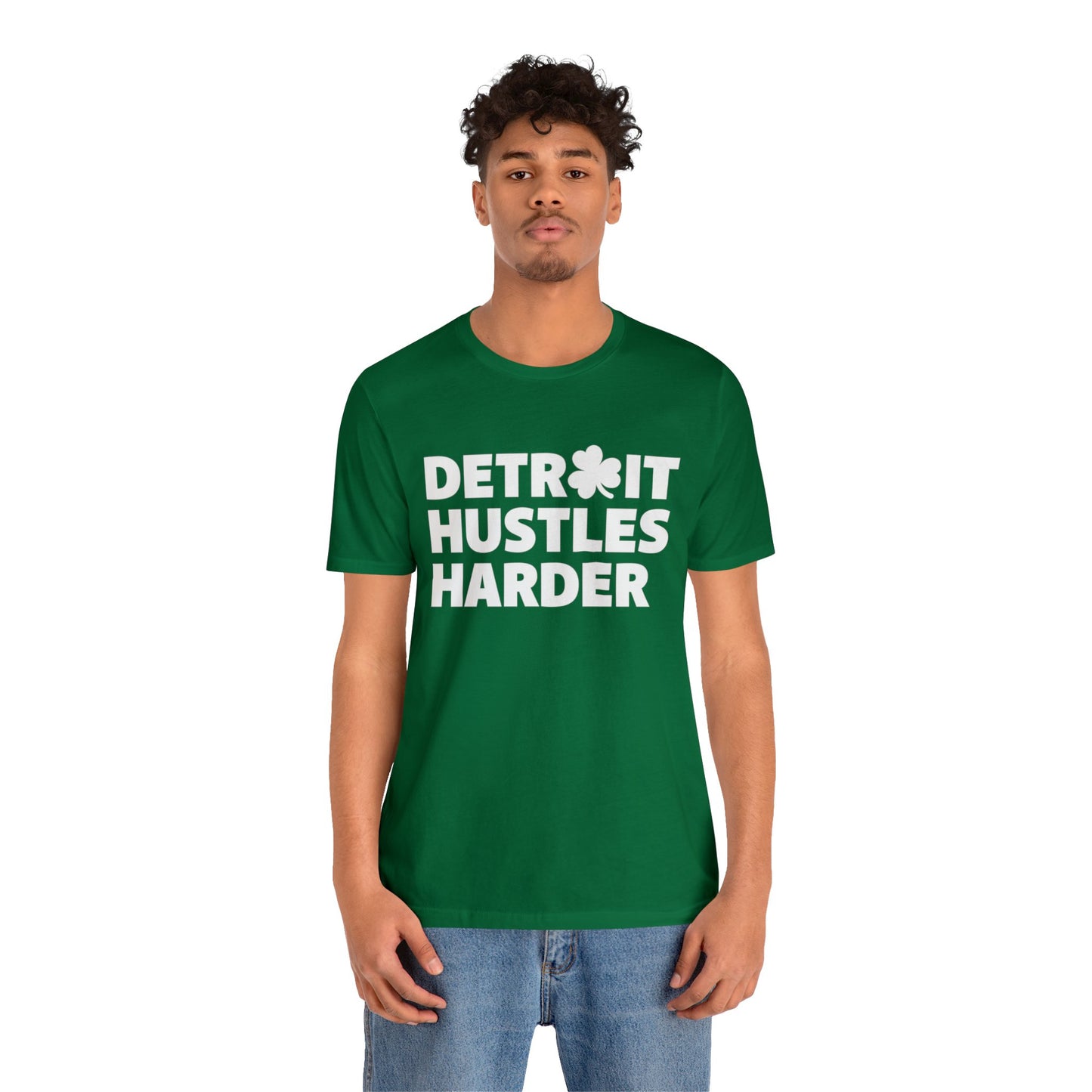 Detroit Hustles Harder Unisex Jersey Tee: Wear Your Hustle with Pride