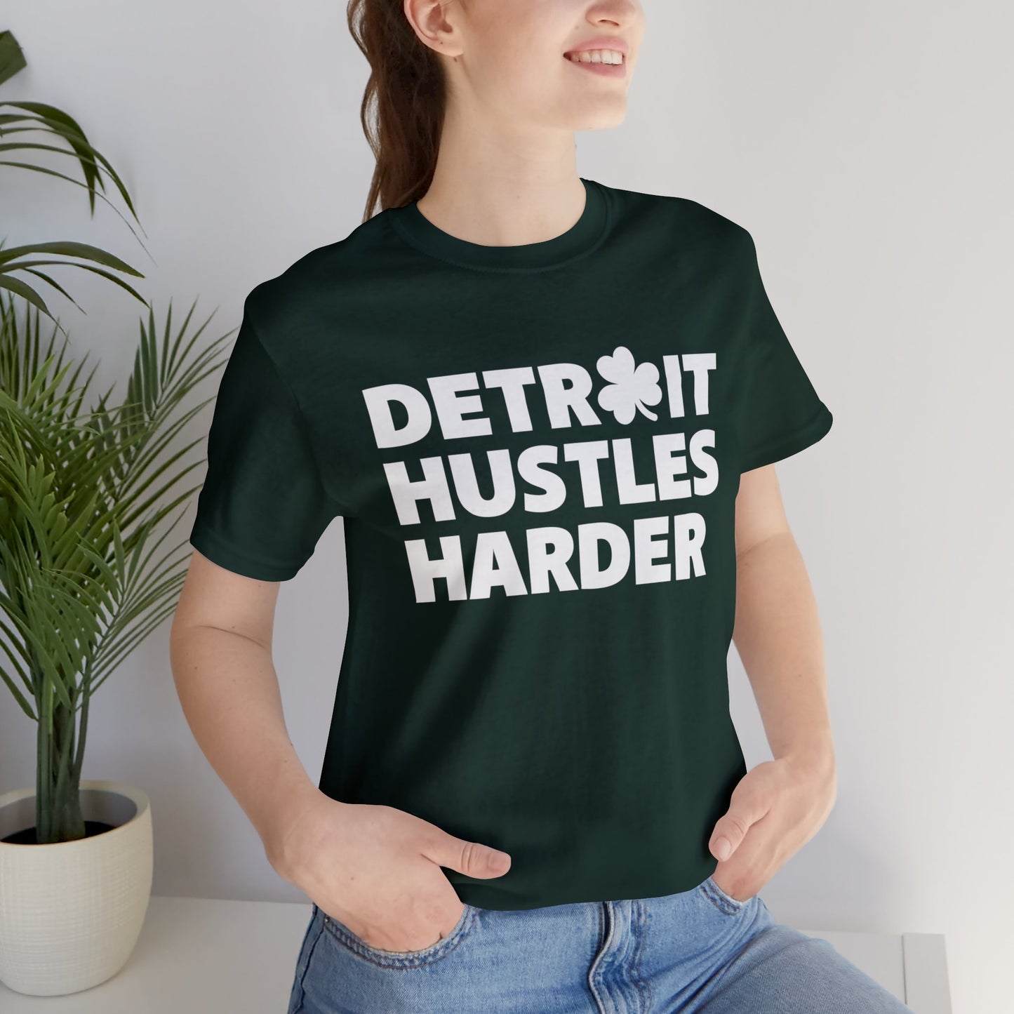 Detroit Hustles Harder Unisex Jersey Tee: Wear Your Hustle with Pride