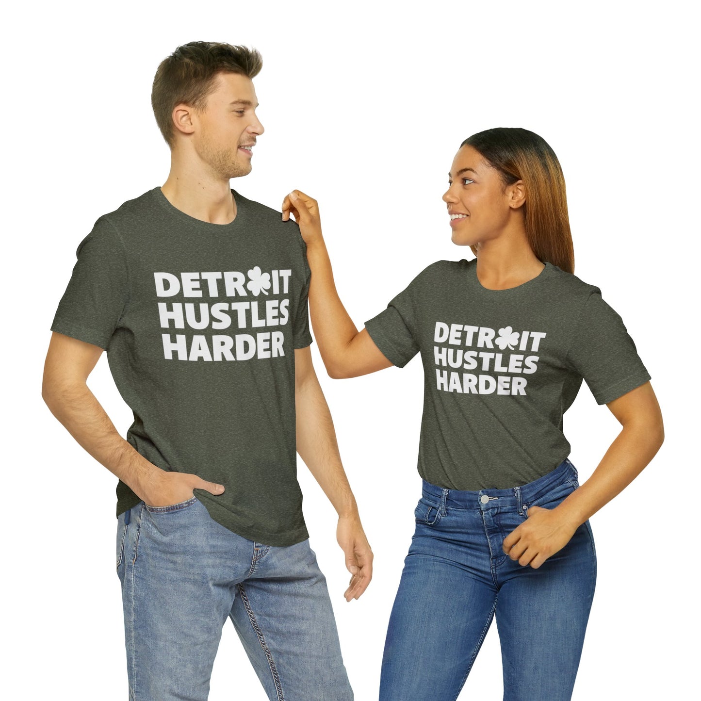 Detroit Hustles Harder Unisex Jersey Tee: Wear Your Hustle with Pride