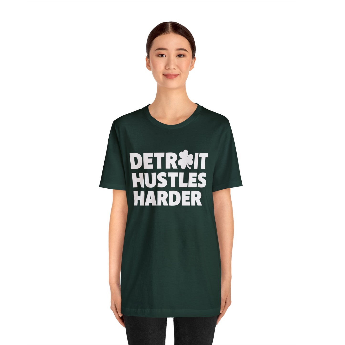 Detroit Hustles Harder Unisex Jersey Tee: Wear Your Hustle with Pride