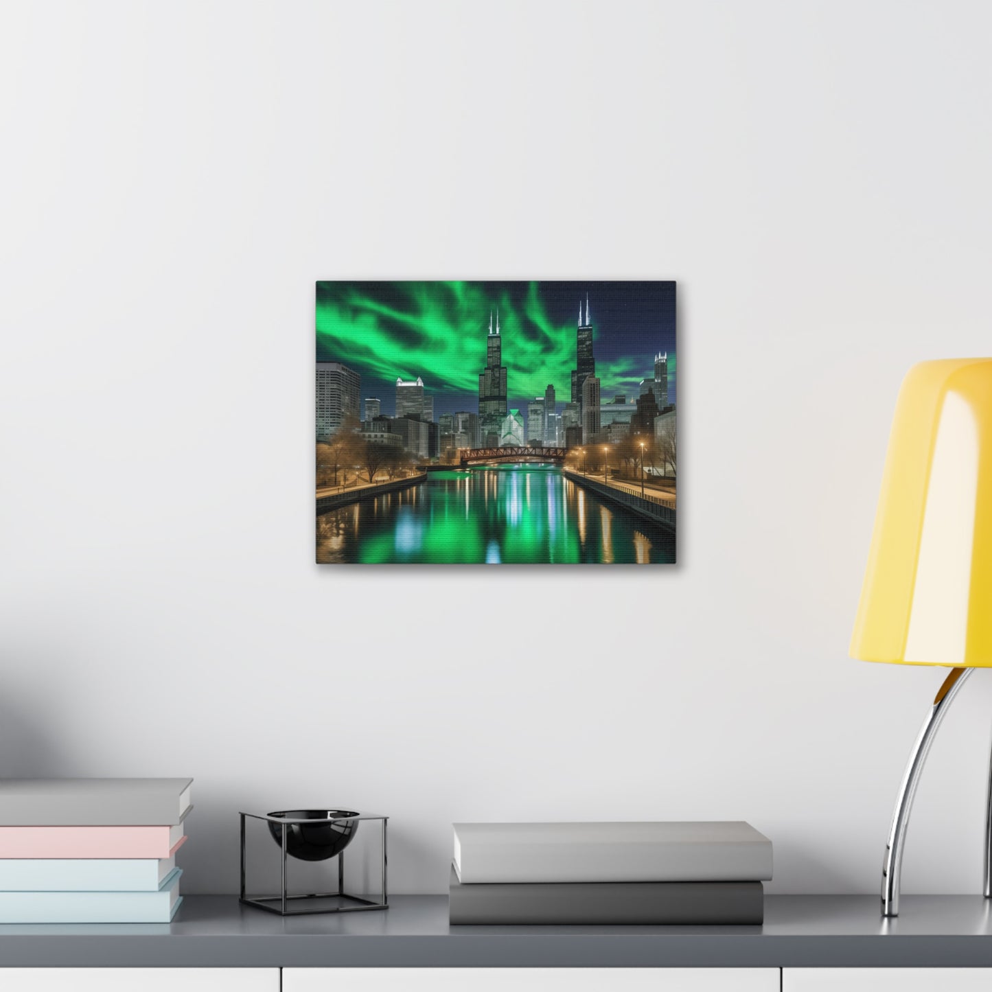 Chicago Skyline Northern Lights Canvas Print