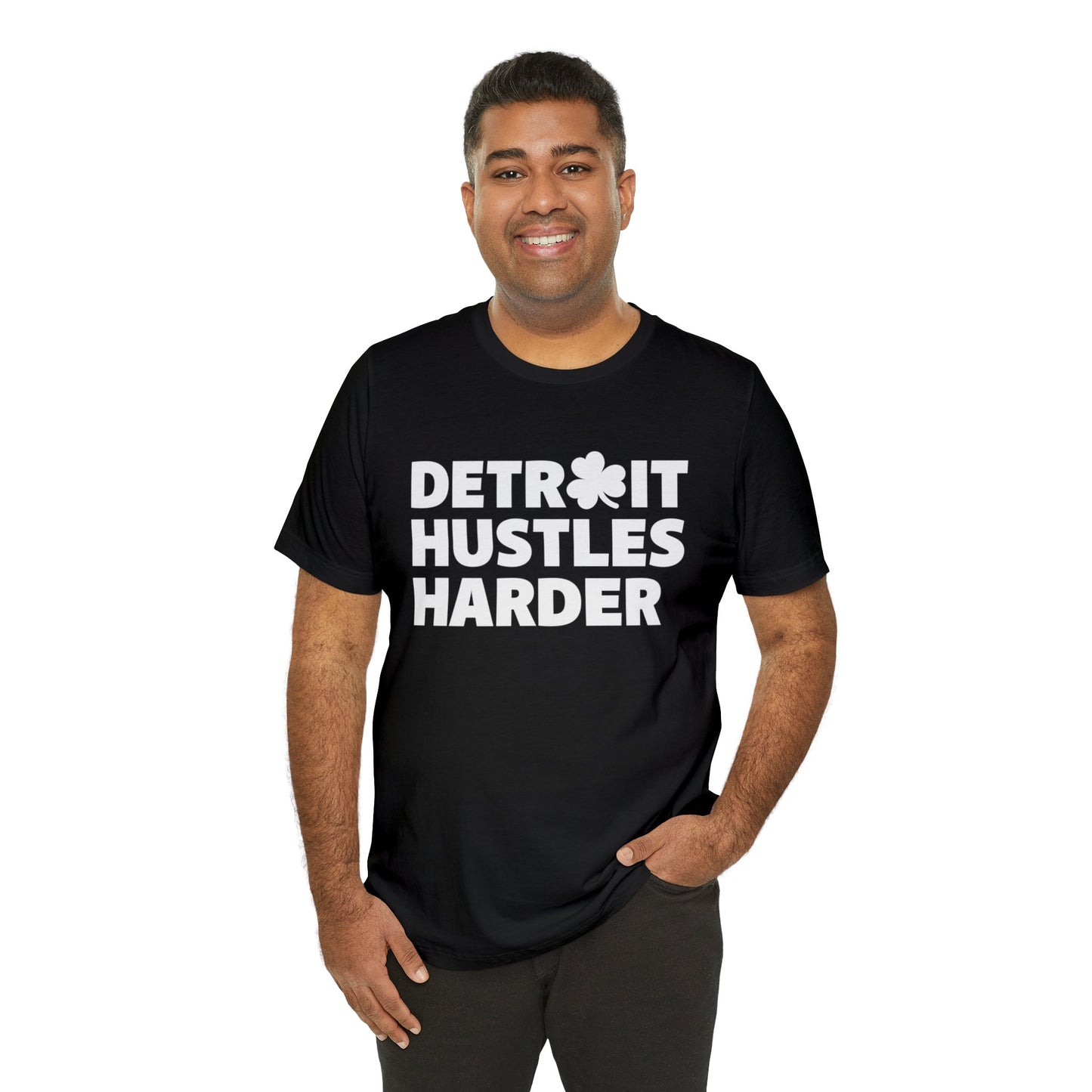 Detroit Hustles Harder Unisex Jersey Tee: Wear Your Hustle with Pride