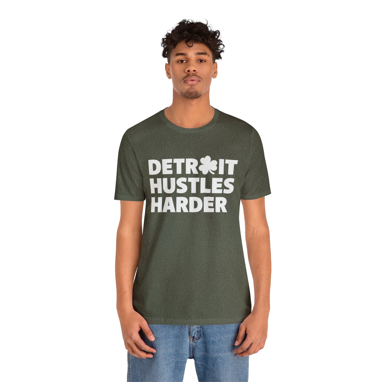 Detroit Hustles Harder Unisex Jersey Tee: Wear Your Hustle with Pride