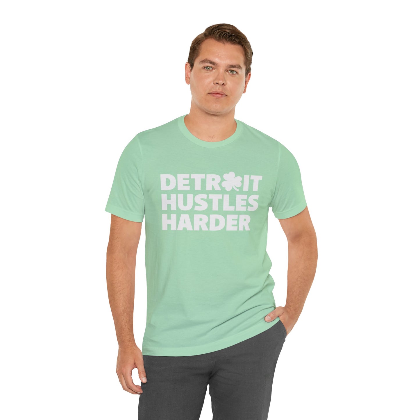 Detroit Hustles Harder Unisex Jersey Tee: Wear Your Hustle with Pride